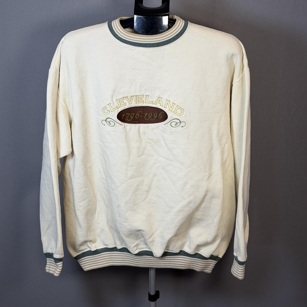 Vintage UltraClub Sweatshirt Mens XL White Cleveland 1796-1996 Pullover 90s